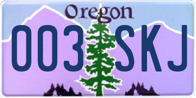 OR license plate 003SKJ