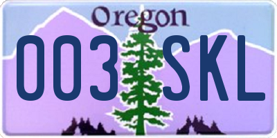 OR license plate 003SKL