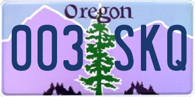 OR license plate 003SKQ