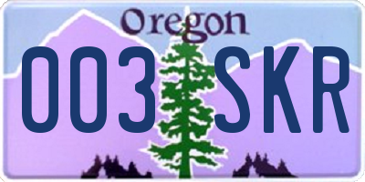 OR license plate 003SKR