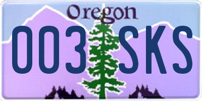 OR license plate 003SKS