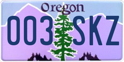OR license plate 003SKZ