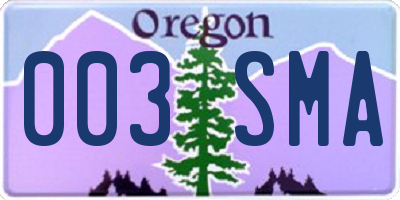 OR license plate 003SMA