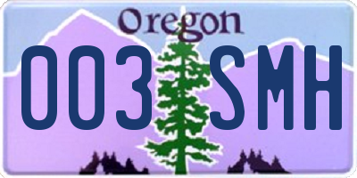 OR license plate 003SMH