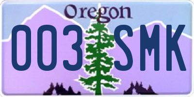 OR license plate 003SMK