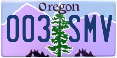 OR license plate 003SMV