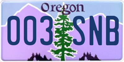OR license plate 003SNB