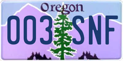 OR license plate 003SNF