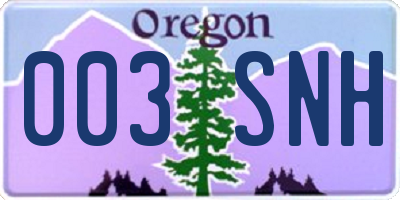 OR license plate 003SNH