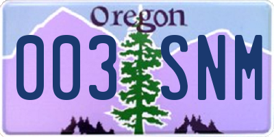 OR license plate 003SNM