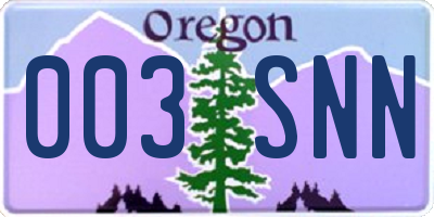 OR license plate 003SNN