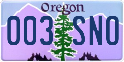 OR license plate 003SNO