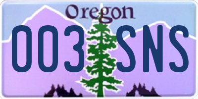 OR license plate 003SNS