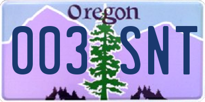 OR license plate 003SNT