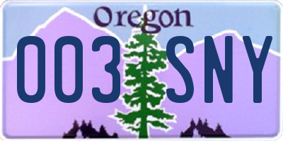 OR license plate 003SNY