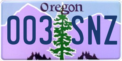 OR license plate 003SNZ