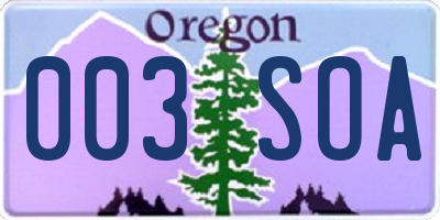 OR license plate 003SOA