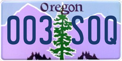 OR license plate 003SOQ