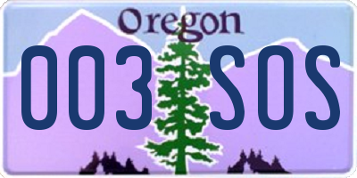 OR license plate 003SOS