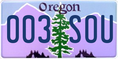 OR license plate 003SOU