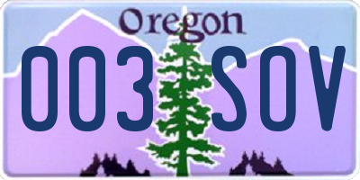 OR license plate 003SOV