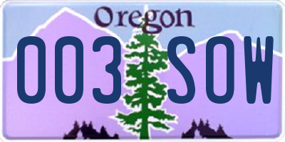 OR license plate 003SOW