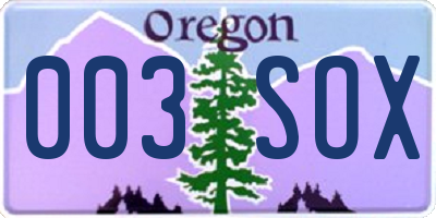 OR license plate 003SOX