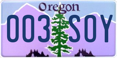 OR license plate 003SOY