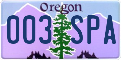 OR license plate 003SPA