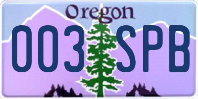 OR license plate 003SPB