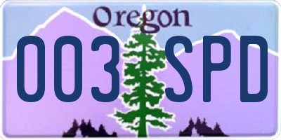OR license plate 003SPD