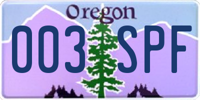 OR license plate 003SPF