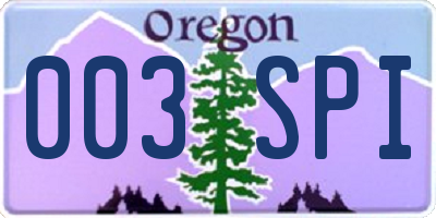 OR license plate 003SPI