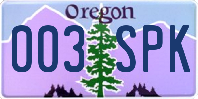 OR license plate 003SPK