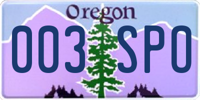 OR license plate 003SPO