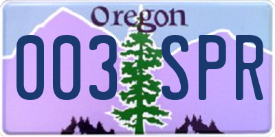 OR license plate 003SPR
