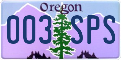 OR license plate 003SPS