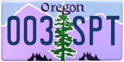 OR license plate 003SPT
