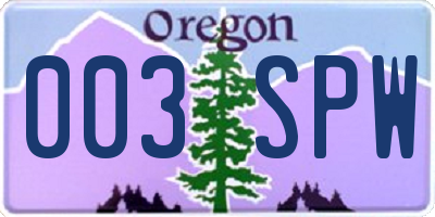 OR license plate 003SPW