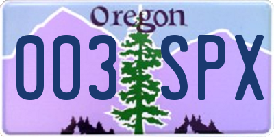 OR license plate 003SPX
