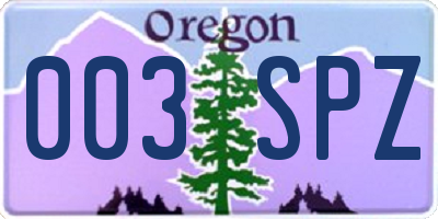 OR license plate 003SPZ