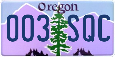 OR license plate 003SQC