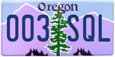 OR license plate 003SQL
