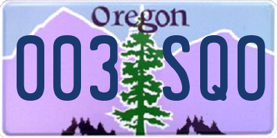 OR license plate 003SQO
