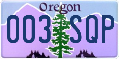 OR license plate 003SQP