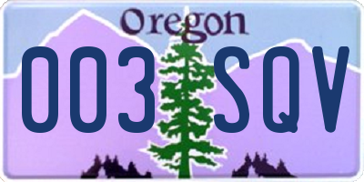 OR license plate 003SQV