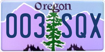 OR license plate 003SQX
