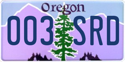 OR license plate 003SRD