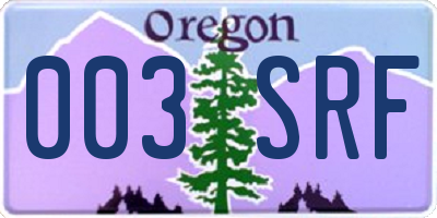 OR license plate 003SRF