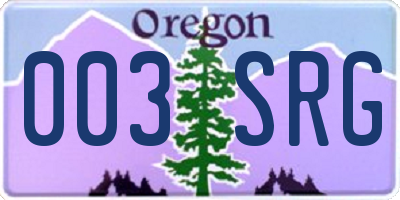 OR license plate 003SRG